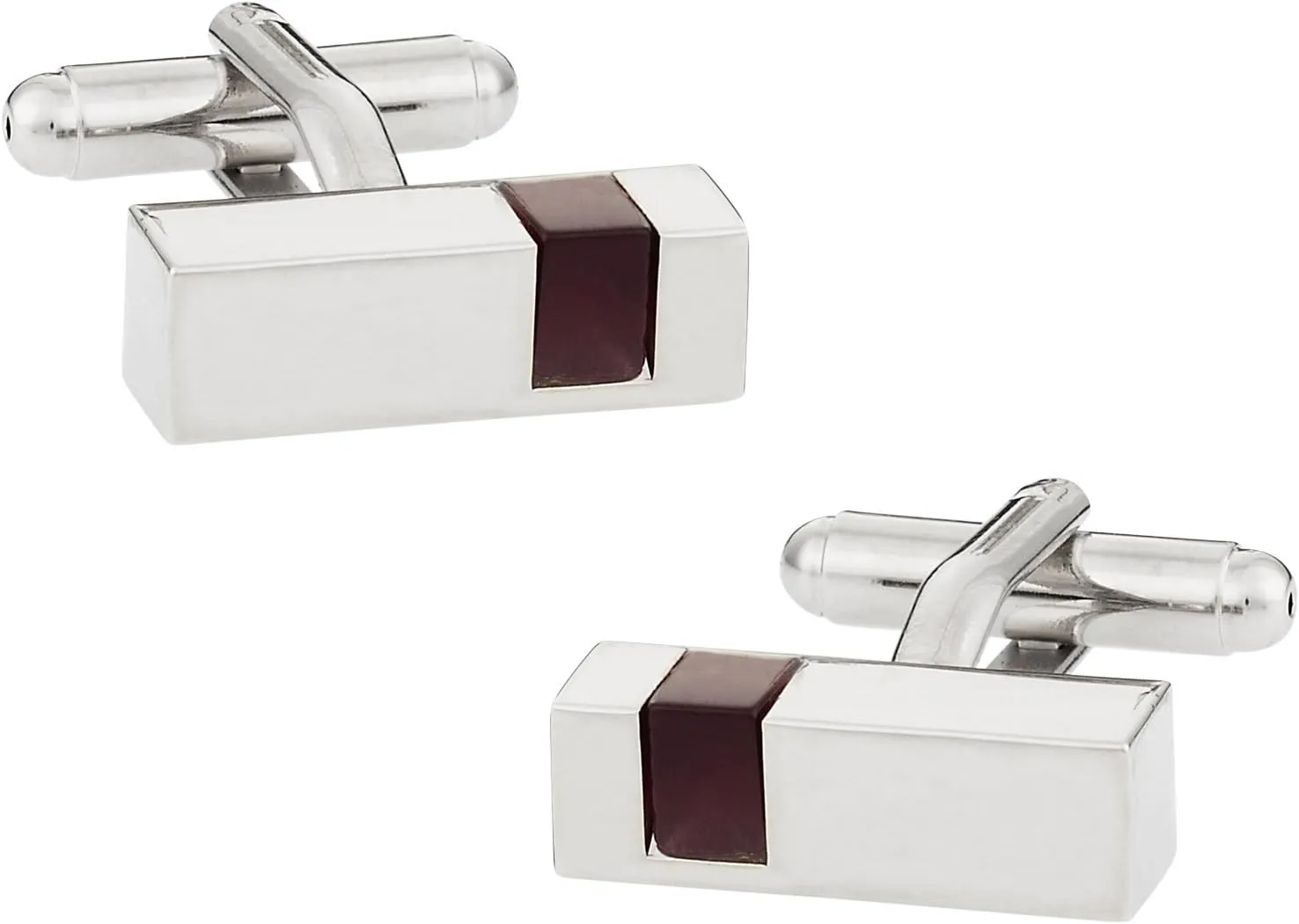 Cuff-Daddy Elegant Silver Cufflinks with Inset Purple Acrylic with Presentation Box
