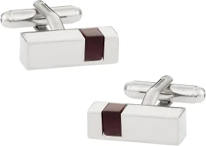 Cuff-Daddy Elegant Silver Cufflinks with Inset Purple Acrylic with Presentation Box