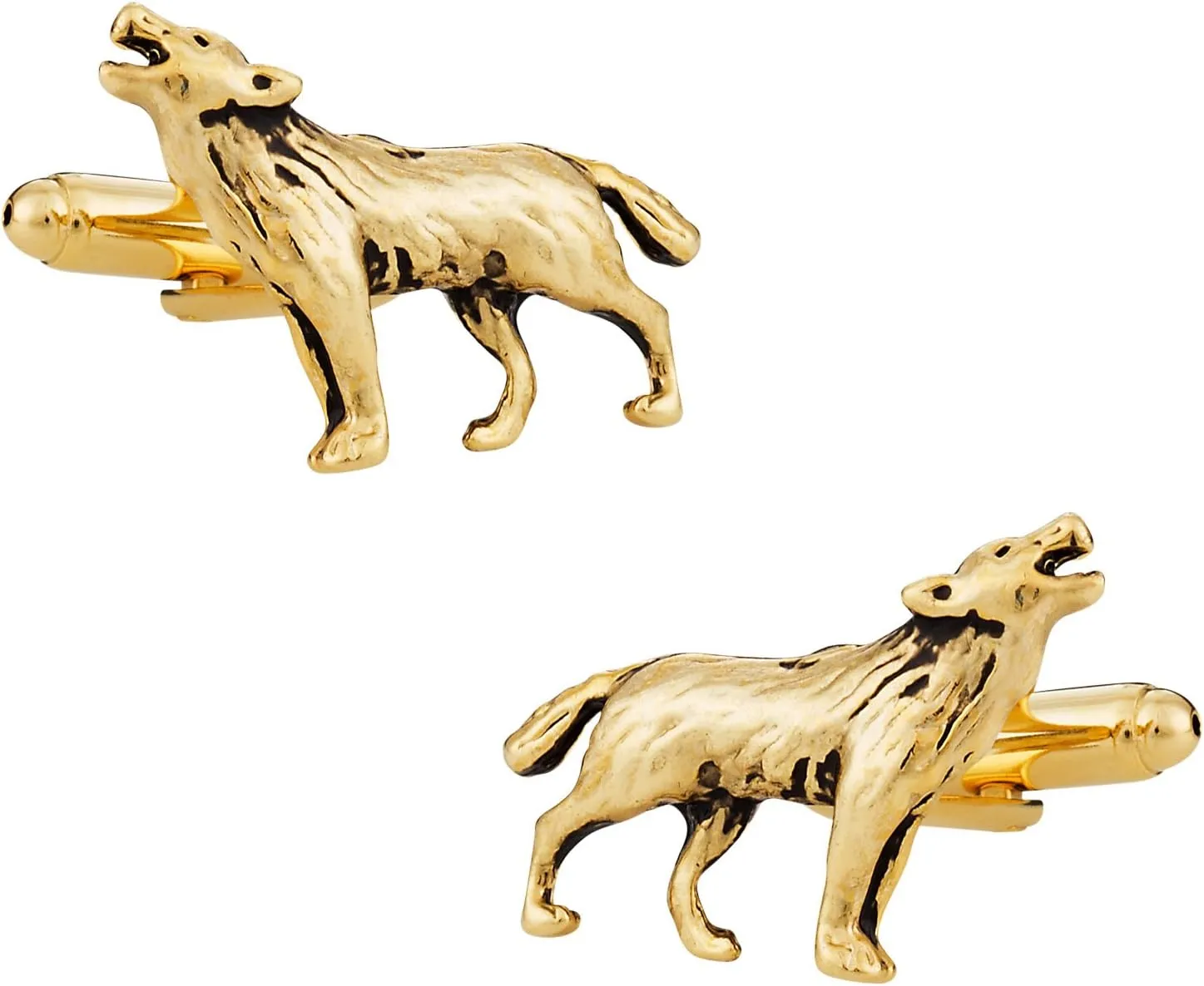 Cuff-Daddy Howling Lone Wolf Gold Cufflinks with Presentation Gift Box