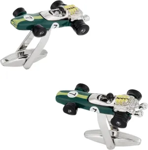 Cuff-Daddy Indy Race Car Cufflinks in Green with Presentation Box with Presentation Box