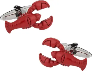 Cuff-Daddy Mens Red Lobster Cufflinks with Presentation Gift Box | Maine Wedding Party Groomsmen Groom Lobsta Roll Seafood Cuff Links