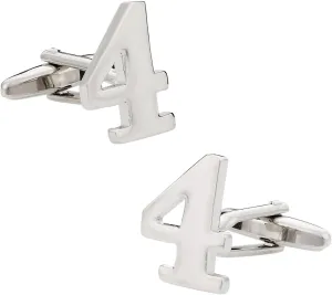 Cuff-Daddy Number 4 Cufflinks with Travel Presentation Gift Box Birthday Numeral Numero Digits