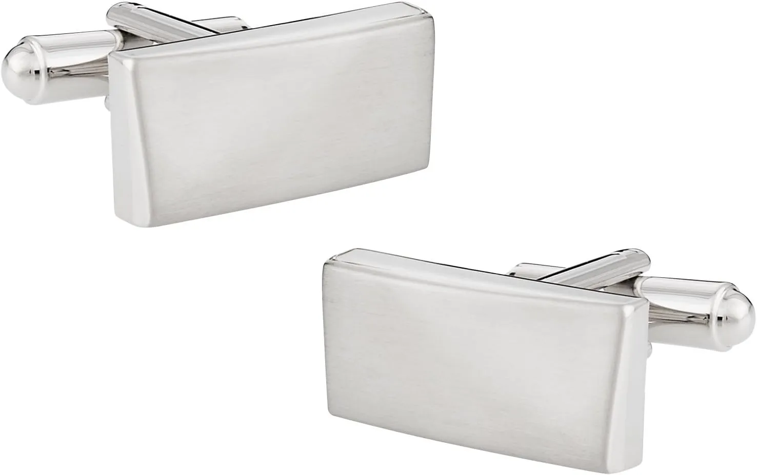 Cuff-Daddy Rectangular Satin Waves Silver Cufflinks with Presentation Box