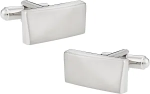Cuff-Daddy Rectangular Satin Waves Silver Cufflinks with Presentation Box