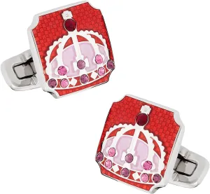 Cuff-Daddy Royal Crown Cufflinks in Red with Presentation Gift Box | Elegant King's Crown in Red Square | UK Royalty Cufflinks