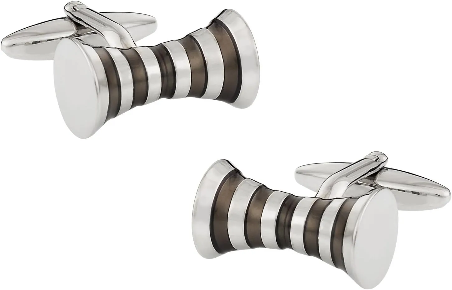 Cuff-Daddy Silver and Charcoal Gray Silver Rollers Cufflinks with Presentation Box