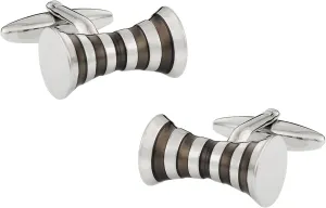 Cuff-Daddy Silver and Charcoal Gray Silver Rollers Cufflinks with Presentation Box