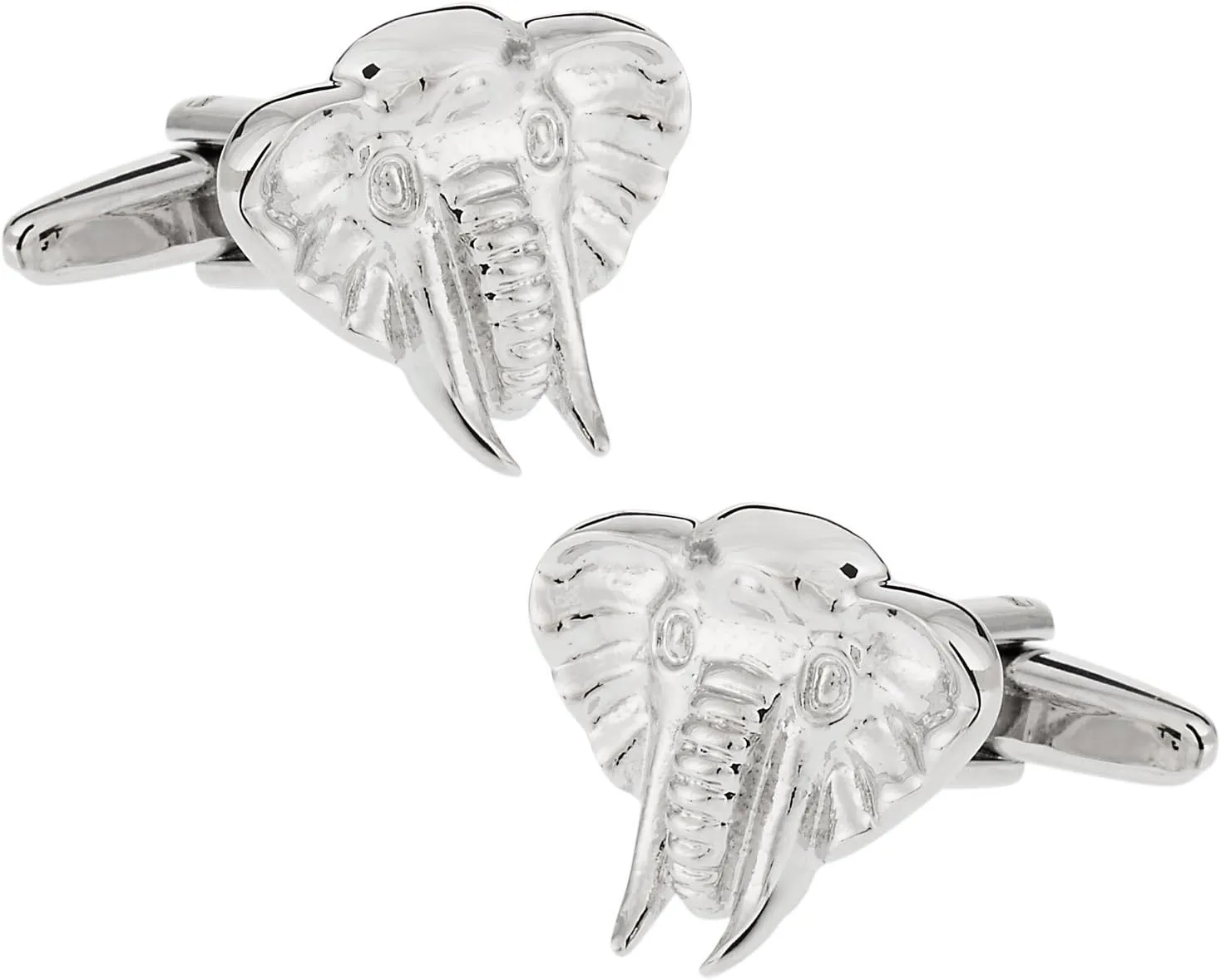 Cuff-Daddy Silvertone Elephant Head Cufflinks with Presentation Box