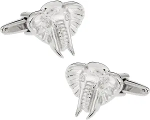 Cuff-Daddy Silvertone Elephant Head Cufflinks with Presentation Box