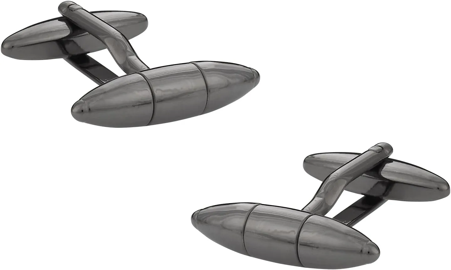 Cuff-Daddy Torpedo Cufflinks in Gunmetal Tone with Presentation Box