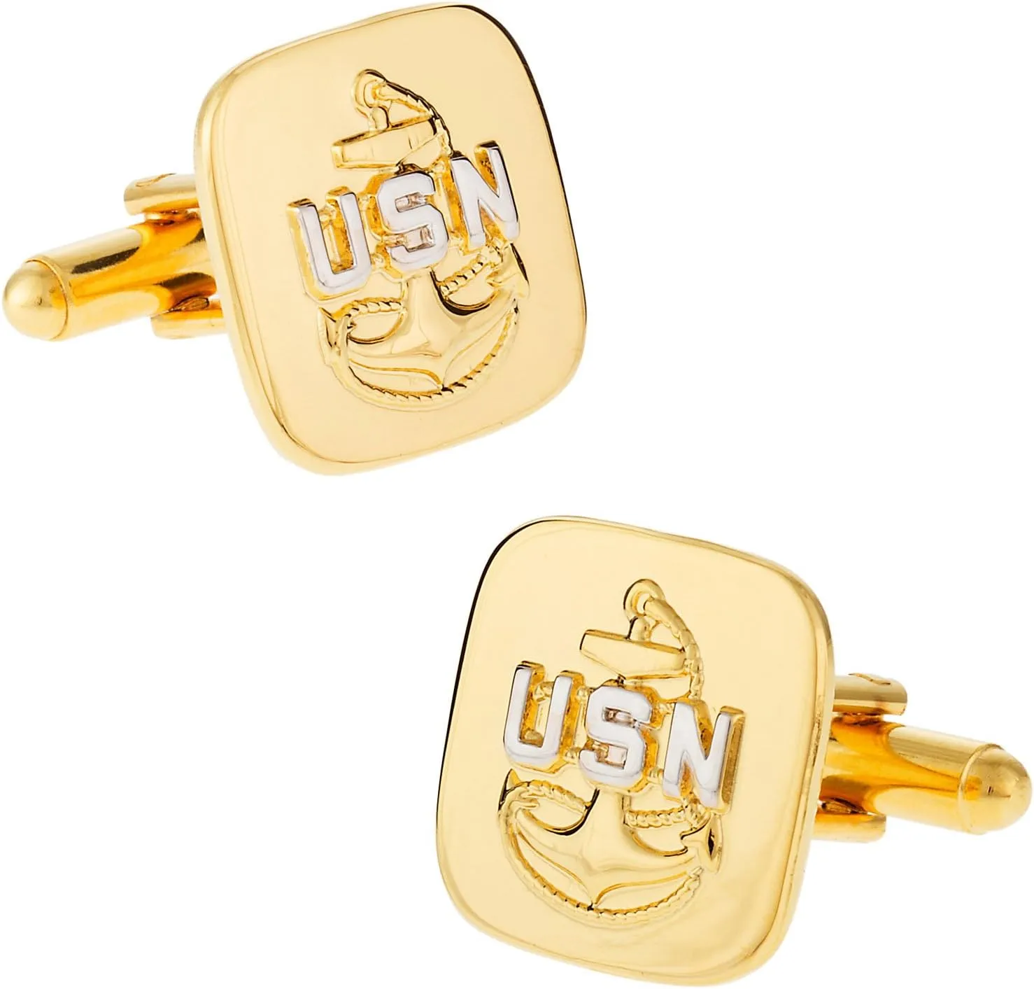 Cuff-Daddy US Navy Cufflinks E7 Chief Petty Officer CPO USN Gold Silver with Presentation Box