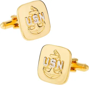 Cuff-Daddy US Navy Cufflinks E7 Chief Petty Officer CPO USN Gold Silver with Presentation Box