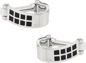 Cuff-Daddy Wrap Around Cufflinks - Silver Black with Presentation Box