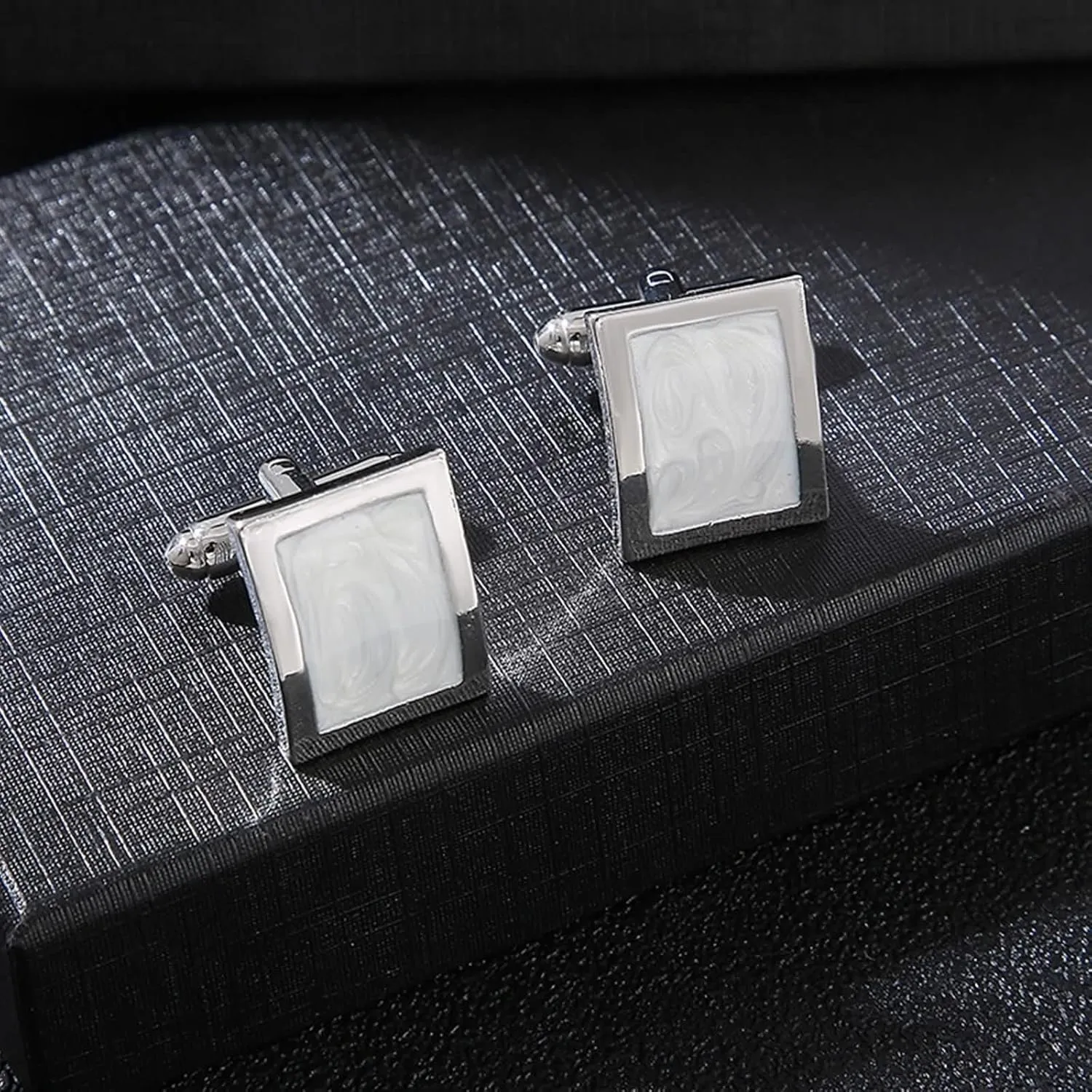 Cuff Links Shirts Men, Tuxedo Cufflinks Rectangle Elegant Alloy Wedding Jewelry with Gift Box