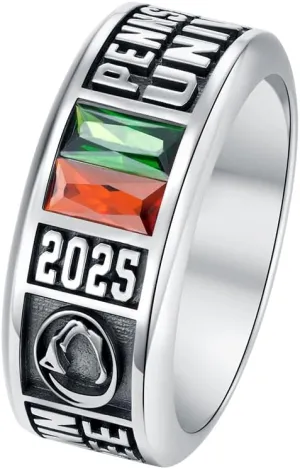 Custom 925 Sterling Silver Class Rings with Exquisite Box, Personalized High School College Graduation Rings Birthstone Stamped Ring Gift for Graduates Classmates Friends Students