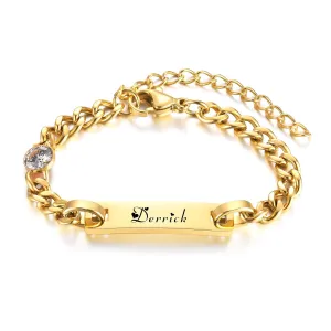 Custom Baby Name Birthdate Bracelets, Personalize Stainless Steel ID Bar Bracelet for Baby Girls Boys Newborns Baptism Gift, Birthstone Bracelet -April