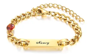 Custom Baby Name Birthdate Bracelets, Personalize Stainless Steel ID Bar Bracelet for Baby Girls Boys Newborns Baptism Gift, Birthstone Bracelet -January