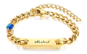 Custom Baby Name Birthdate Bracelets, Personalize Stainless Steel ID Bar Bracelet for Baby Girls Boys Newborns Baptism Gift, Birthstone Bracelet -September