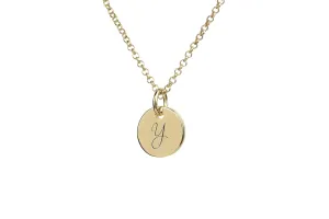 Custom Initial Name Necklace - Handwritten Coin Pendant - 14k Solid Gold Engraved Necklace - Personalized Jewelry