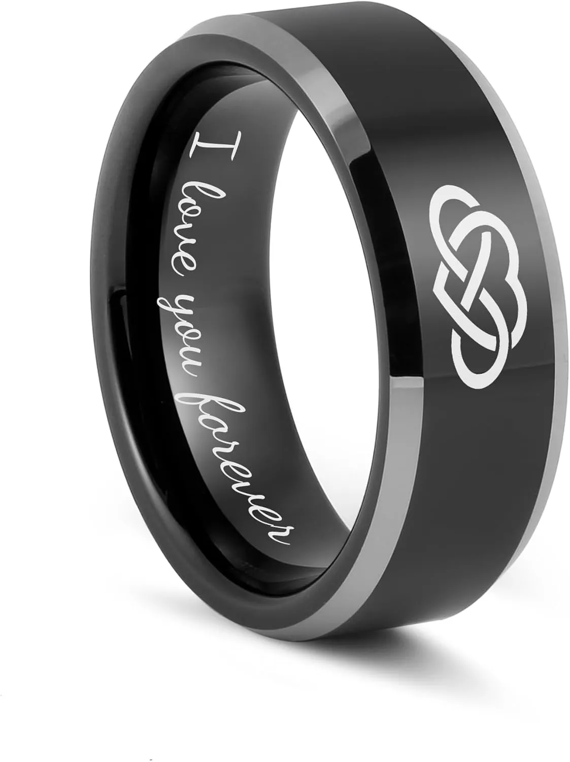 Custom Rings for Men Engraved Tungsten Wedding Band, 6MM/8MM Black Silver Red, Anniversary Promise Rings for Husband, Personalized Jewelry Engagement Gift