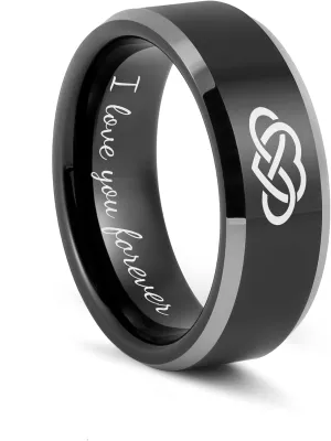 Custom Rings for Men Engraved Tungsten Wedding Band, 6MM/8MM Black Silver Red, Anniversary Promise Rings for Husband, Personalized Jewelry Engagement Gift