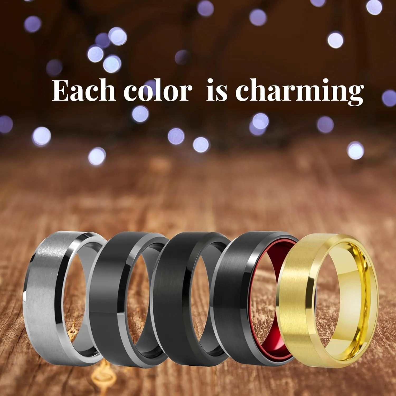 Custom Rings for Men Engraved Tungsten Wedding Band, 6MM/8MM Black Silver Red, Anniversary Promise Rings for Husband, Personalized Jewelry Engagement Gift