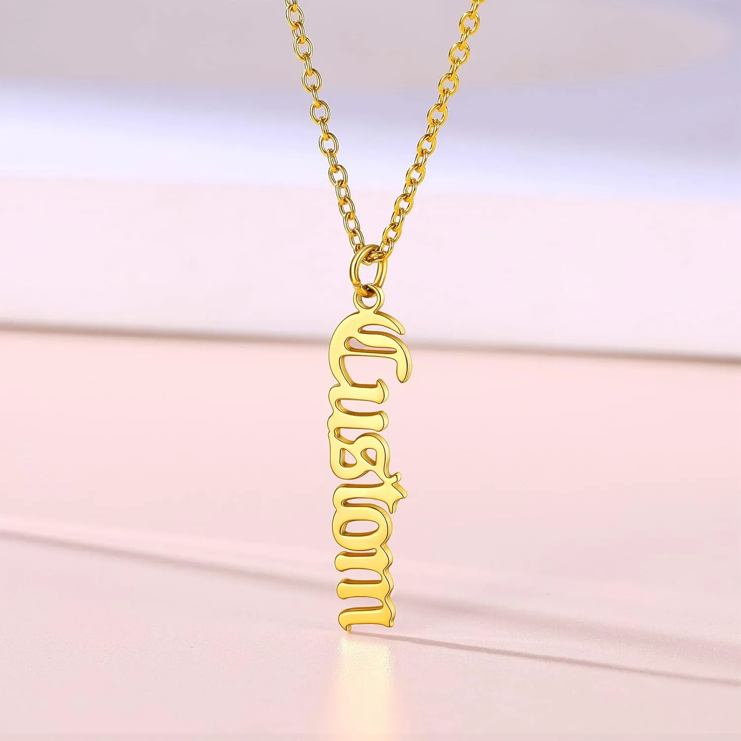 Custom4U Name Necklace Personalized Sterling Silver 925/Stainless Steel Gold Plated,Custom Nameplate Necklaces Chain 16" 2" Choker Customize Pendant,Engraved Memory Jewelry for Women Mother