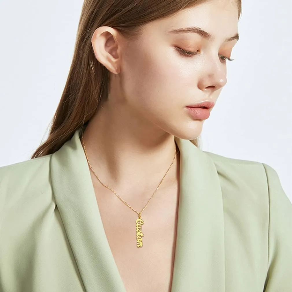 Custom4U Name Necklace Personalized Sterling Silver 925/Stainless Steel Gold Plated,Custom Nameplate Necklaces Chain 16" 2" Choker Customize Pendant,Engraved Memory Jewelry for Women Mother