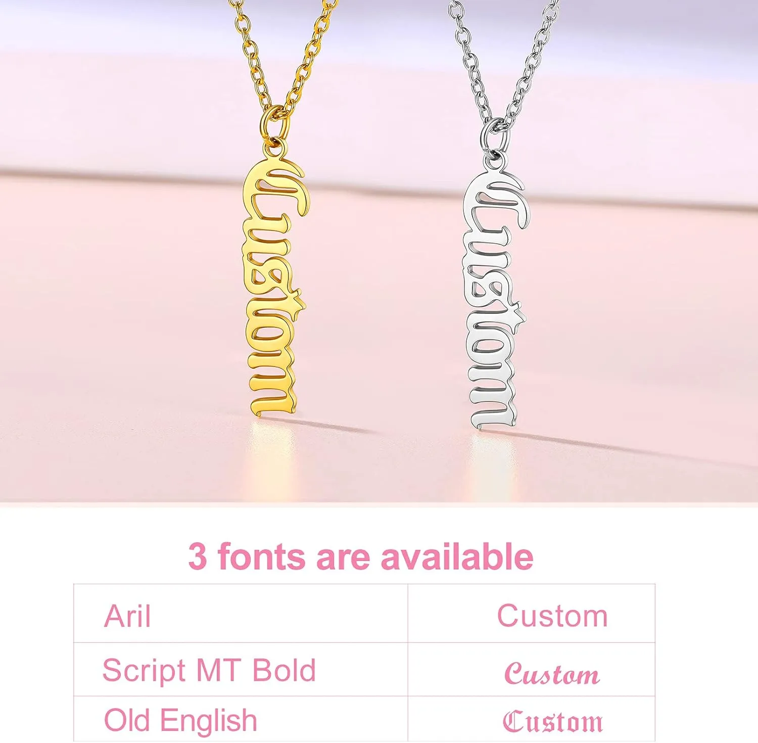 Custom4U Name Necklace Personalized Sterling Silver 925/Stainless Steel Gold Plated,Custom Nameplate Necklaces Chain 16" 2" Choker Customize Pendant,Engraved Memory Jewelry for Women Mother
