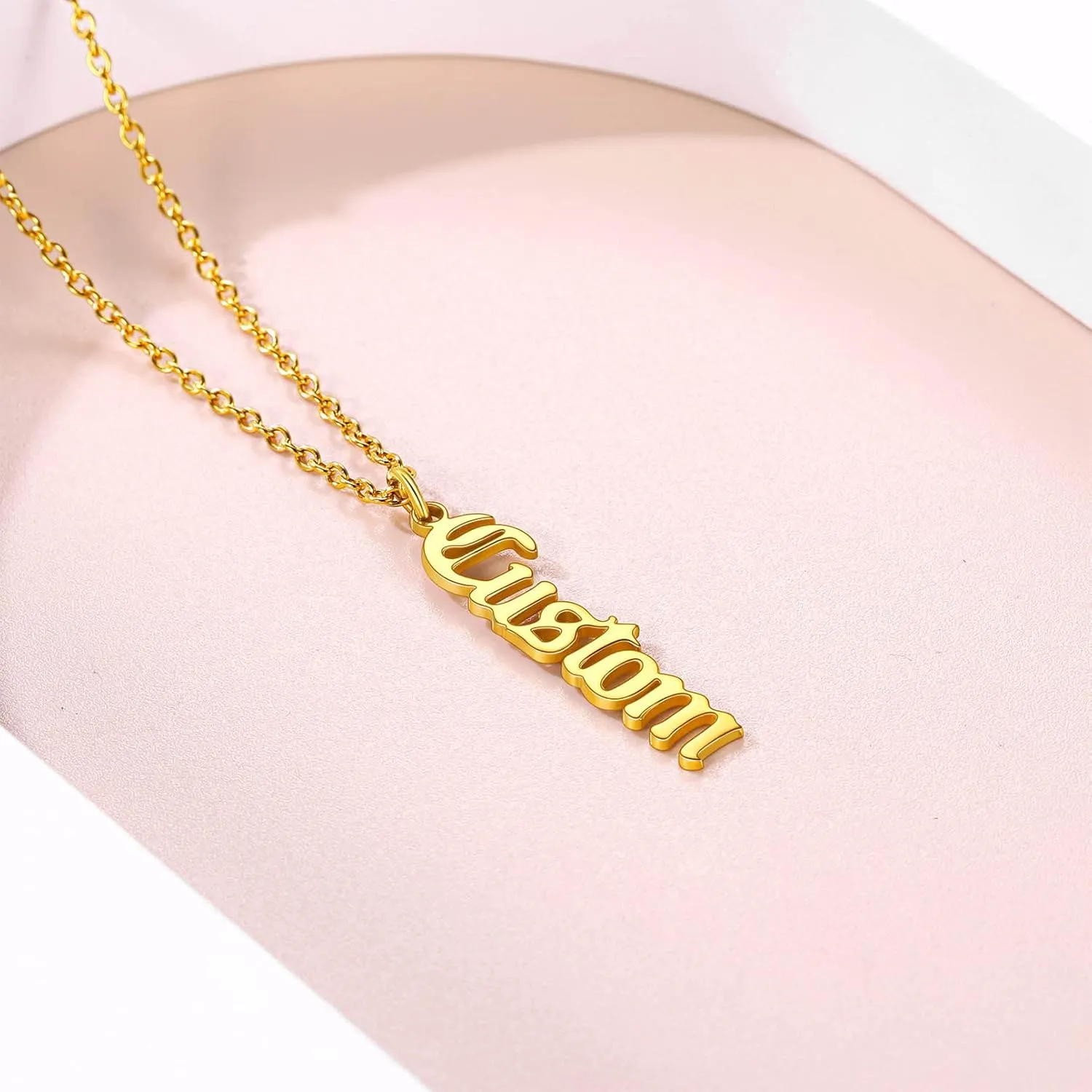 Custom4U Name Necklace Personalized Sterling Silver 925/Stainless Steel Gold Plated,Custom Nameplate Necklaces Chain 16" 2" Choker Customize Pendant,Engraved Memory Jewelry for Women Mother