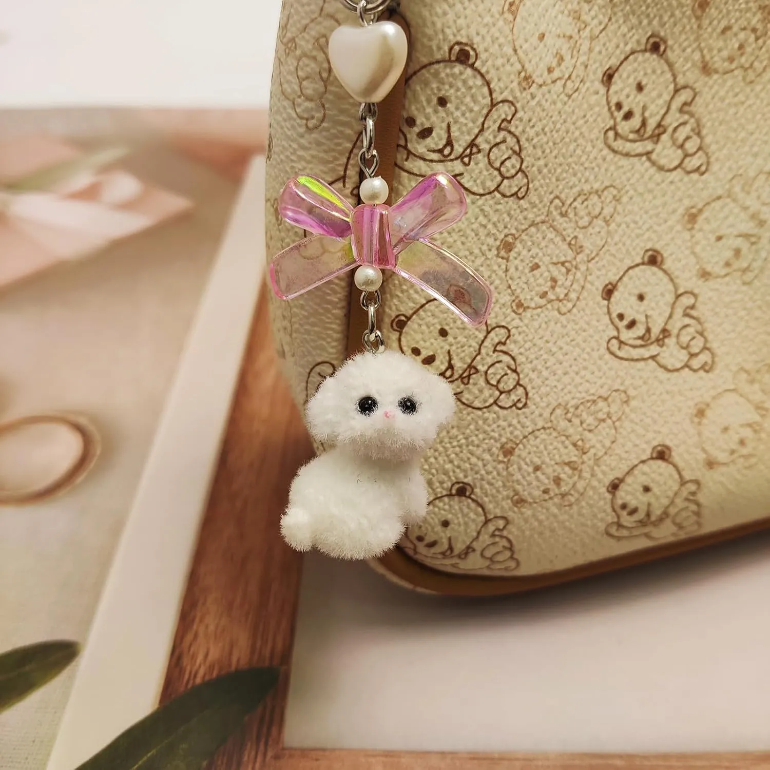 Cute Dog Keychain Fuzzy Dog Puppy Decor Keychain Aesthetic Y2K Bag Charms Stylish Dog Pendant Keychains Accessories