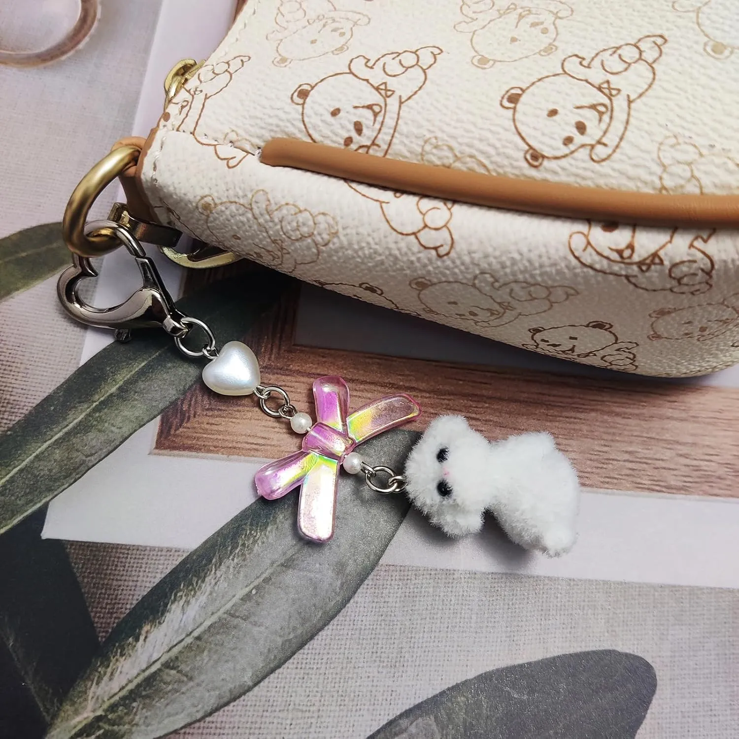 Cute Dog Keychain Fuzzy Dog Puppy Decor Keychain Aesthetic Y2K Bag Charms Stylish Dog Pendant Keychains Accessories