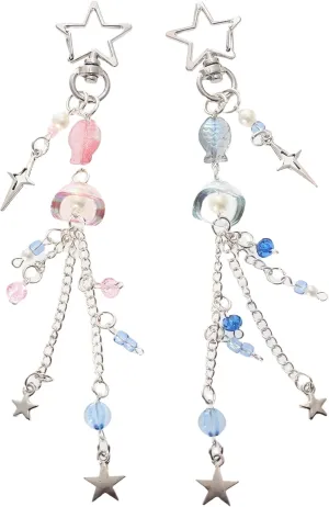 Cute Jellyfish Keychain,Aesthetic Y2K Keyring,Stylish Kawaii Accessories for Handbag Backpack Purse Bag,Blue Ocean Sea