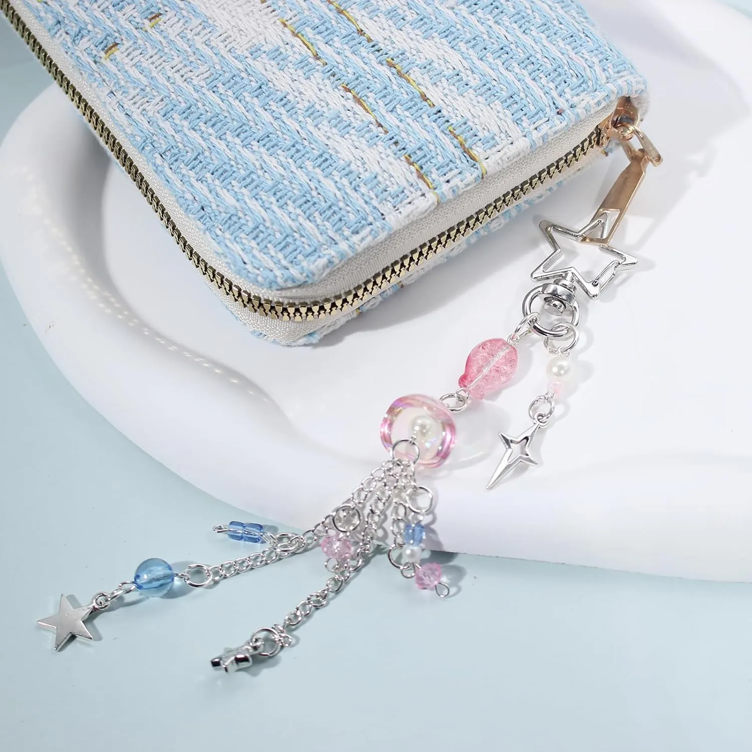 Cute Jellyfish Keychain,Aesthetic Y2K Keyring,Stylish Kawaii Accessories for Handbag Backpack Purse Bag,Blue Ocean Sea
