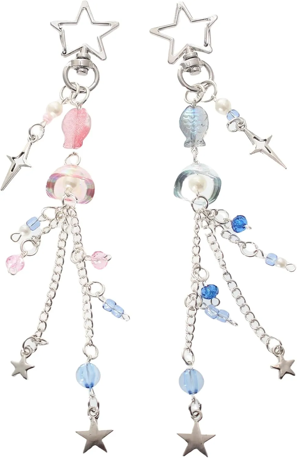 Cute Jellyfish Keychain,Aesthetic Y2K Keyring,Stylish Kawaii Accessories for Handbag Backpack Purse Bag,Blue Ocean Sea