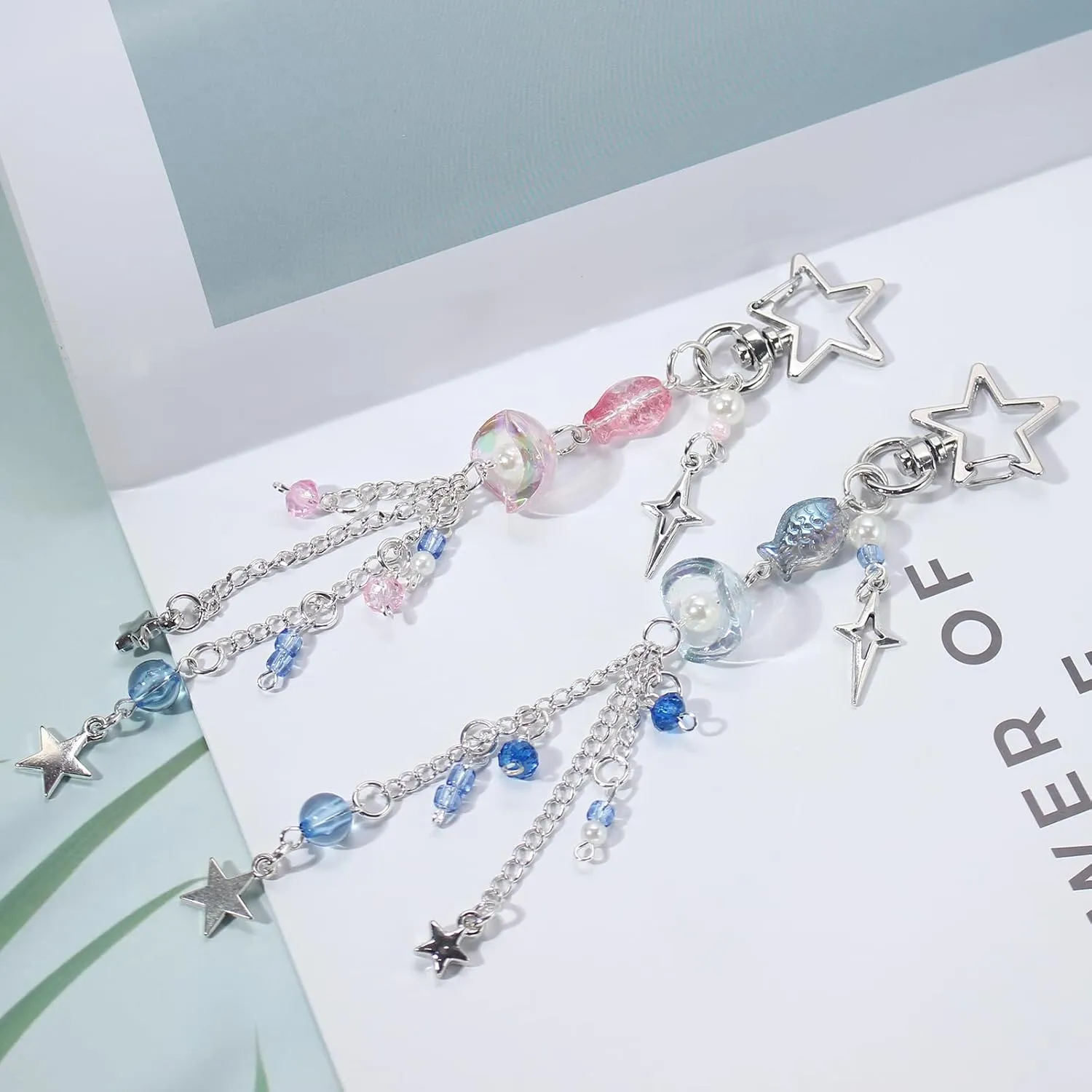 Cute Jellyfish Keychain,Aesthetic Y2K Keyring,Stylish Kawaii Accessories for Handbag Backpack Purse Bag,Blue Ocean Sea