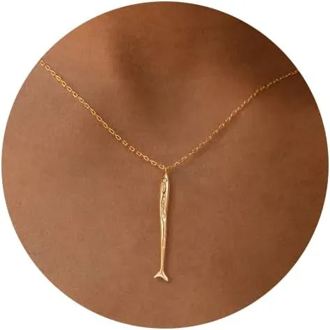 Dainty Gold Necklace -14K Gold -plated Shell Starfish Seahorse Beach Pendant Cat Bear Bat Dragon Bat Fox Animal Necklace for Women 16.5" 2"