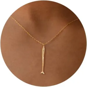 Dainty Gold Necklace -14K Gold -plated Shell Starfish Seahorse Beach Pendant Cat Bear Bat Dragon Bat Fox Animal Necklace for Women 16.5" 2"