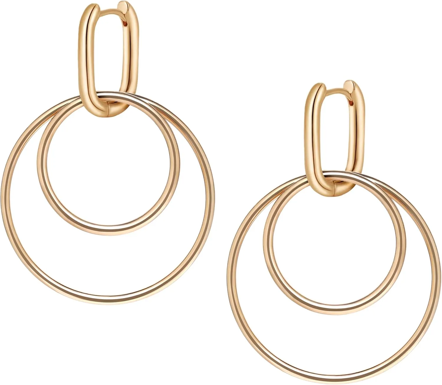 Dangle Hoop Earrings for Women, 14K Gold/Silver Plated Detachable Chunky Paperclip Huggie Earrings, Lightweight Hypoallergenic Statement Trendy Jewelry