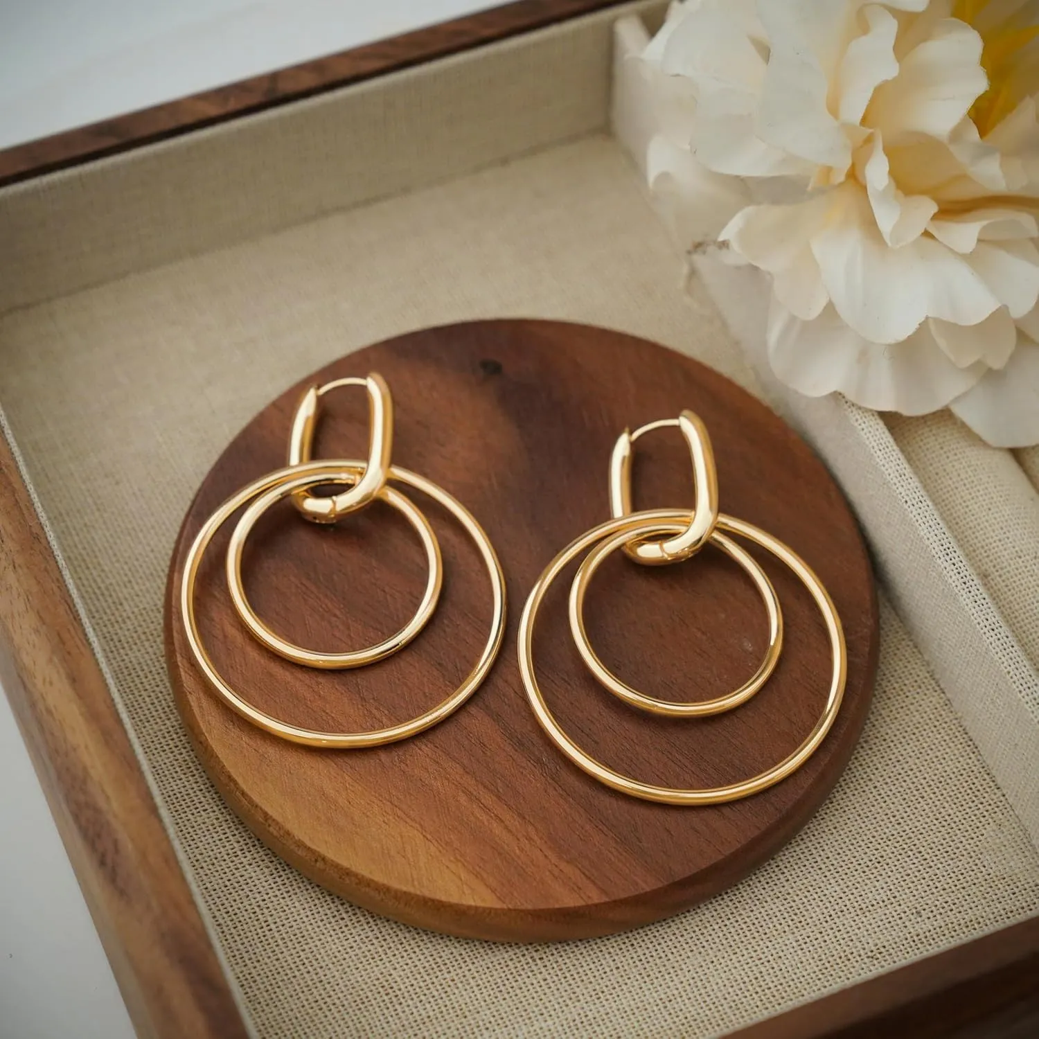 Dangle Hoop Earrings for Women, 14K Gold/Silver Plated Detachable Chunky Paperclip Huggie Earrings, Lightweight Hypoallergenic Statement Trendy Jewelry