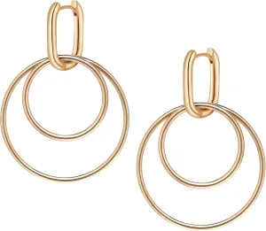 Dangle Hoop Earrings for Women, 14K Gold/Silver Plated Detachable Chunky Paperclip Huggie Earrings, Lightweight Hypoallergenic Statement Trendy Jewelry