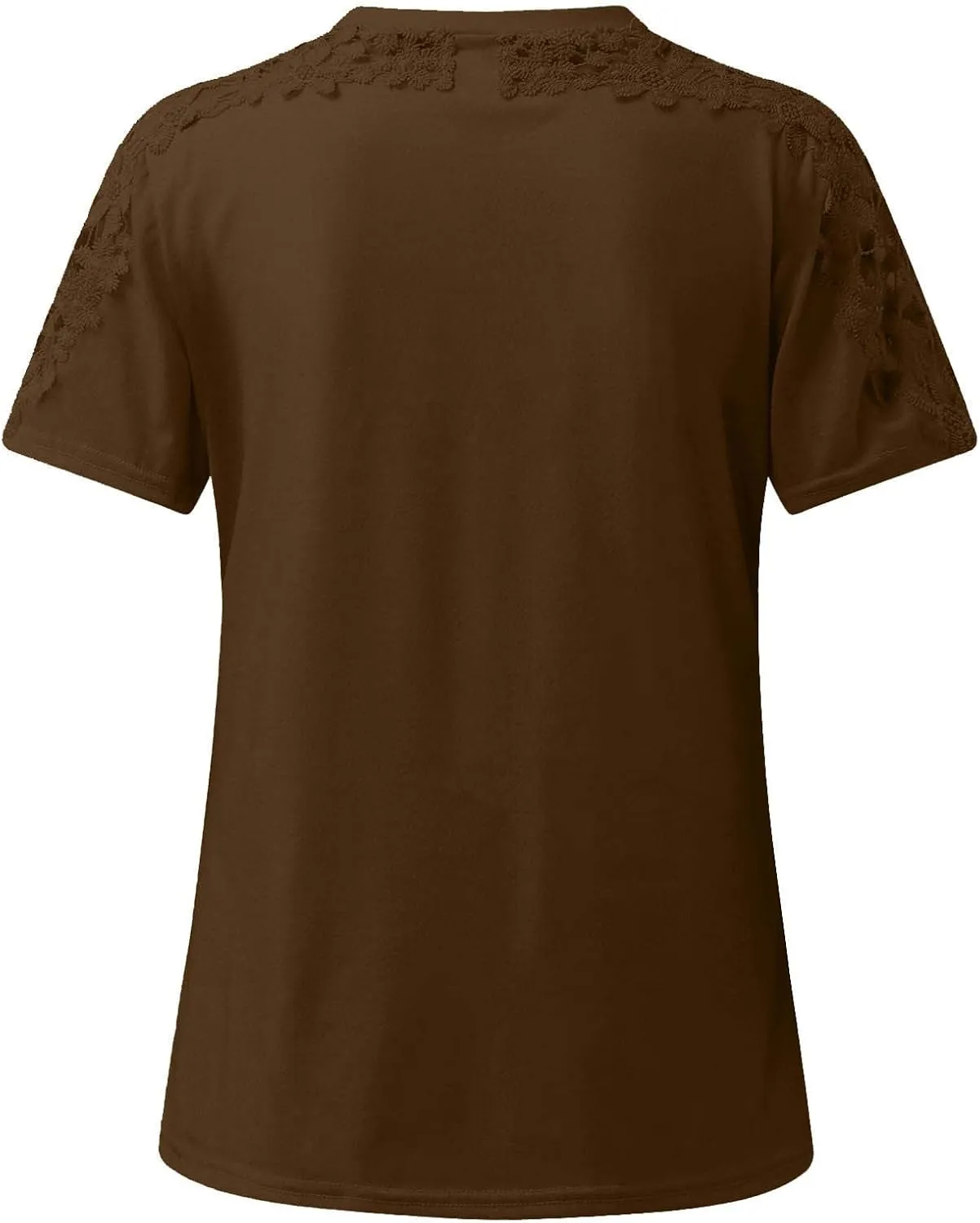 DASAYO Women's Solid Color Lace Short Sleeve Top t-Shirt Comfy Casual Shirts Tops Going Out Fashion Tshirts Clothing