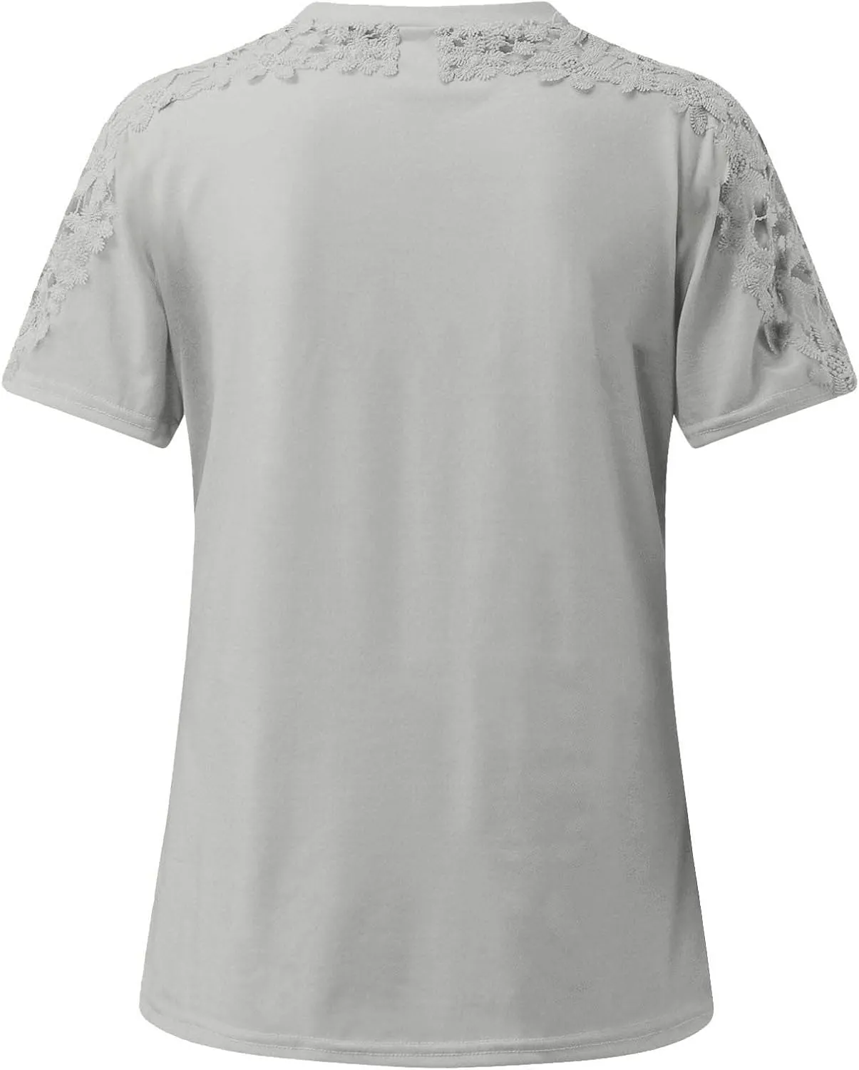 DASAYO Women's Solid Color Lace Short Sleeve Top t-Shirt Comfy Casual Shirts Tops Going Out Fashion Tshirts Clothing