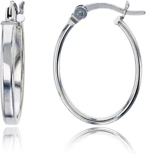 DECADENCE Sterling Silver Polished Oval Hoop Earrings for Women | Oval Hoop Earrings | Secure Bar Closure | 14k Shiny Classic Earrings