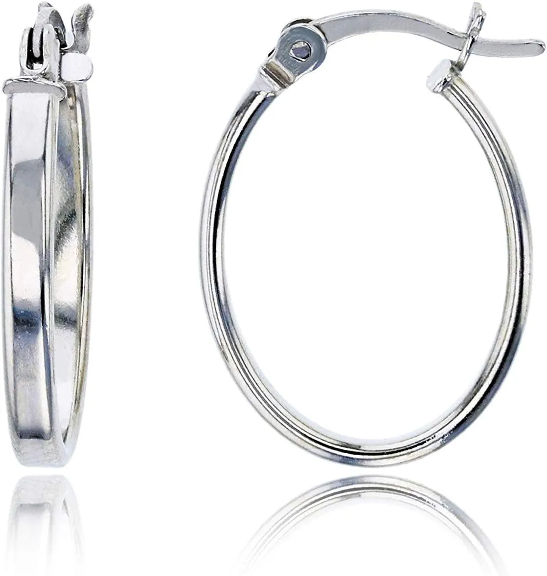 DECADENCE Sterling Silver Polished Oval Hoop Earrings for Women | Oval Hoop Earrings | Secure Bar Closure | 14k Shiny Classic Earrings