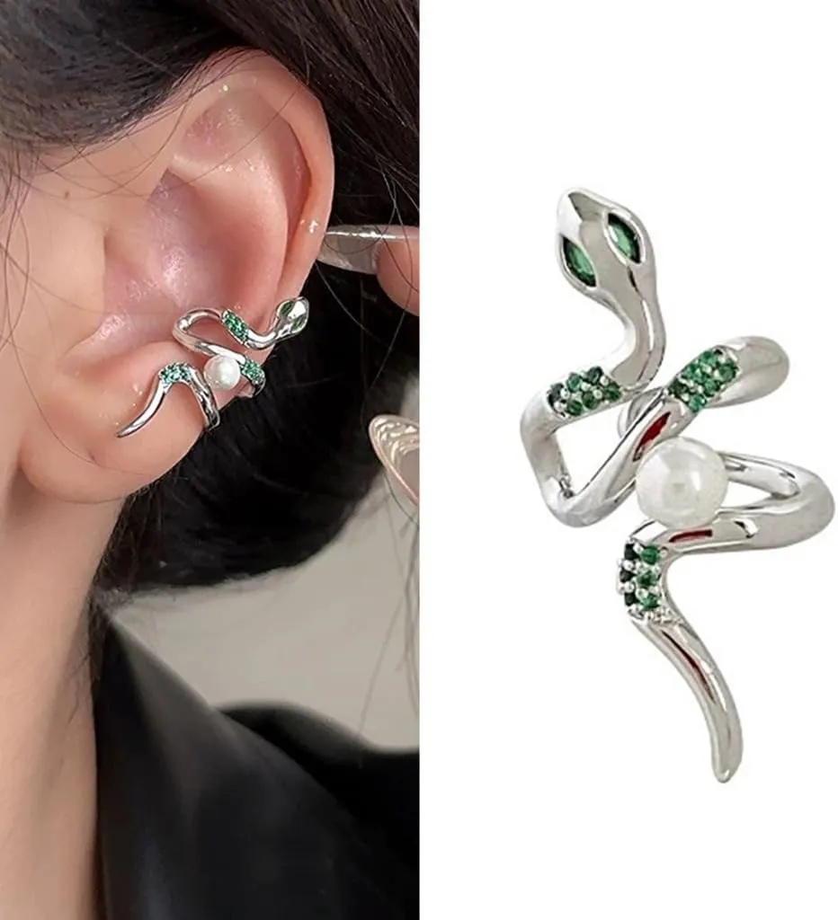 Delicate Alloy Snake Ear Cuff Stylish Serpents Ear Cuff Portable Ear Clip for Students and without Piercing Required