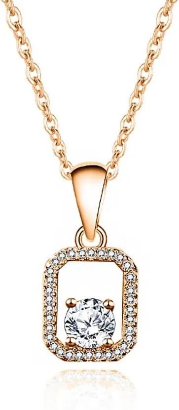 Distinctive Necklace with VVS1 Clarity Diamond, Unique Square Pendant, Elegant Diamond Jewelry for Women