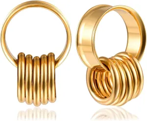 DOEARKO 2PCS 316L Stainless Steel Fashion Ear Plugs Tunnels Matching Nose Rings Stretcher Studs Body Piercing Jewelry