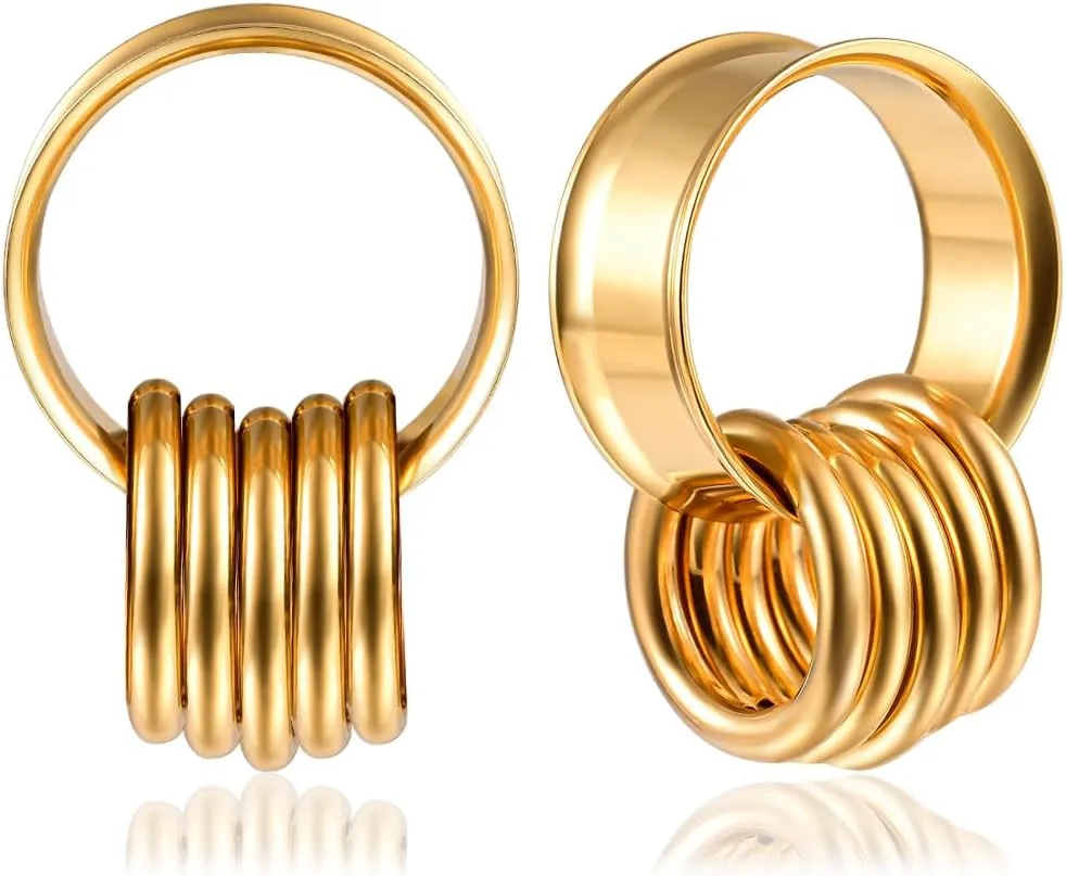 DOEARKO 2PCS 316L Stainless Steel Fashion Ear Plugs Tunnels Matching Nose Rings Stretcher Studs Body Piercing Jewelry