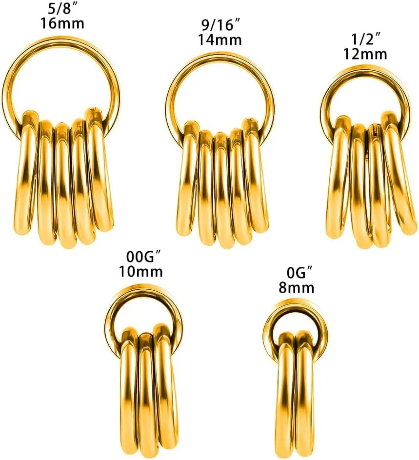 DOEARKO 2PCS 316L Stainless Steel Fashion Ear Plugs Tunnels Matching Nose Rings Stretcher Studs Body Piercing Jewelry